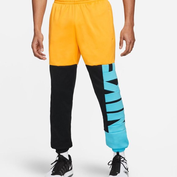 NWT NIKE MEN'S TECH LOGO JOGGER SWEATPANTS YELLOW BLACK ROYAL BLUE‎ - Picture 1 of 7